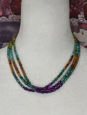 Jay King Triple Strand Multi Color Turquoise Necklace